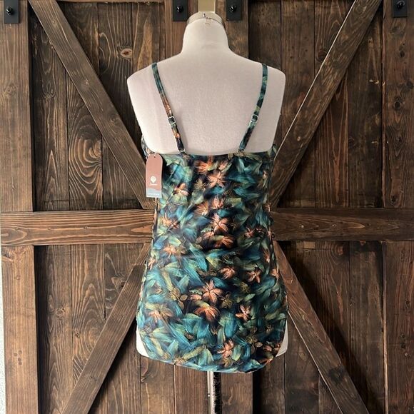 Smismivo Strapless Green Floral One Piece Ruched Padded Swimsuit - Picture 6 of 12